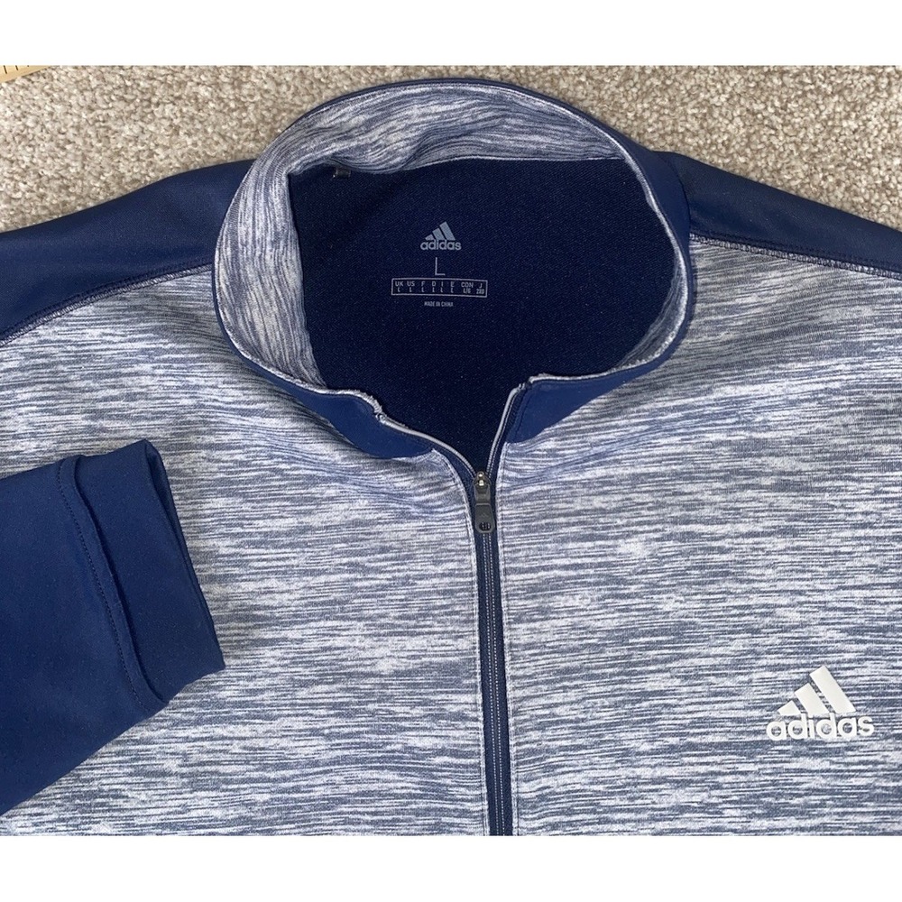 Adidas Blue/Gray Color Rush Performance 1/4 Zip Pullover Jacket Men L Active Gym